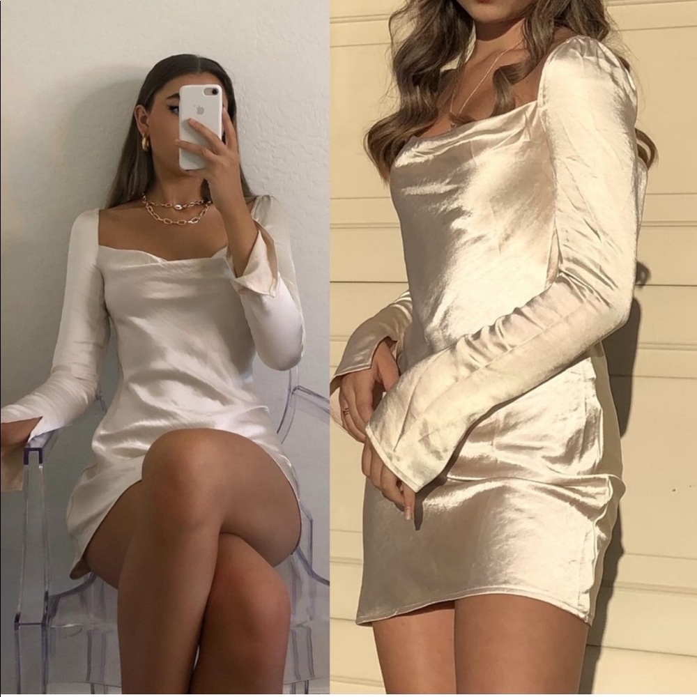 Princess Polly Star Power Long Sleeve Silky Mini Dress